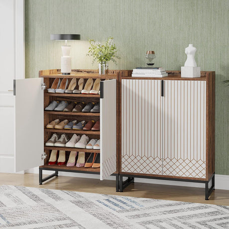 5 Tier Shoe Cabinet With Doors, Compact Entryway Storage Organizer HouseOfZazla