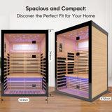 Luxury Double Far Infrared Sauna Room With Epoxy Heating Plates And Starry Sky Lighting - Black / Natural