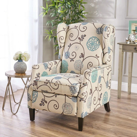 Westeros Wing Back Fabric Upholstered Recliner HouseOfZazla