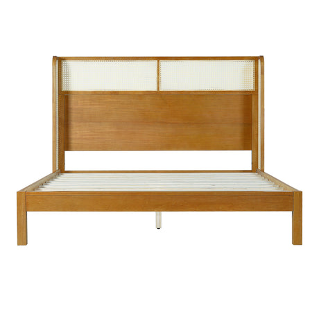 Premium Rubber Wood Platform Queen Bed Frame with Headboard HouseOfZazla
