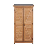 Outdoor Storage Shed With Vertical Tool Cabinet For Backyard