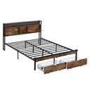 Modern Metal Platform Bed Frame with Wooden Headboard and Storage HouseOfZazla