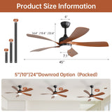 Ceiling Fan with DC Motor and Integrated Light