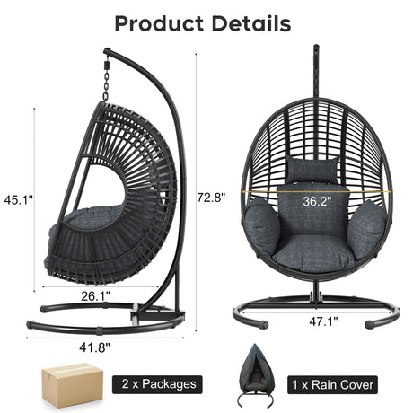 42 Extra Wide U-Base Hanging Egg Chair with Cushion HouseOfZazla