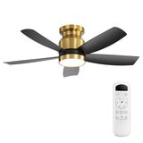 Flush Mount Ceiling Fan with LED Light and Remote Control