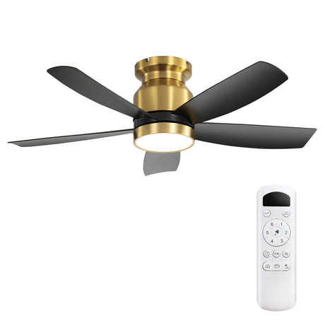 Flush Mount Ceiling Fan with LED Light and Remote Control HouseOfZazla
