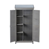 Outdoor Storage Shed With Vertical Tool Cabinet For Backyard