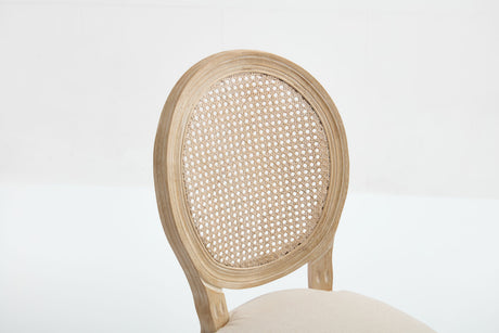 French Country Dining Chairs Set of 2 Upholstered with Rattan Back HouseOfZazla
