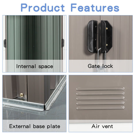 88.98" Outdoor Metal Storage Shed With Window HouseOfZazla