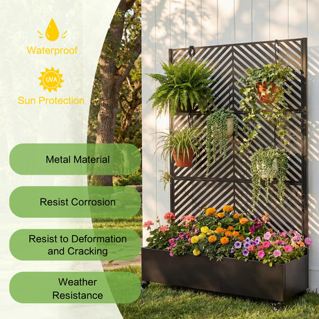 Metal Raised Garden Bed with Wheels and Trellis HouseOfZazla