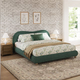 King Size Upholstered Platform Bed Frame with Rounded Corners