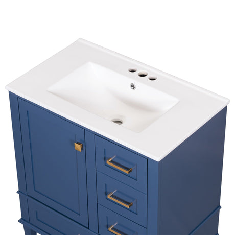 Bathroom Vanity, Modern Bathroom Cabinet With Sink Combo Set, Bathroom Storage Cabinet With A Soft Closing Door And 3 Drawers, Solid Wood Frame HouseOfZazla