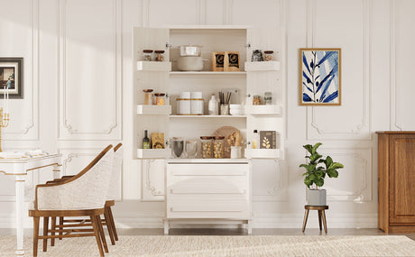 70" Kitchen Pantry Cabinet with Solid Wood Handles and Adjustable Storage HouseOfZazla