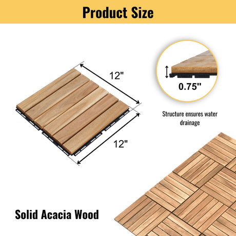 Interlocking Deck Tiles Striped Pattern Waterproof Brown HouseOfZazla