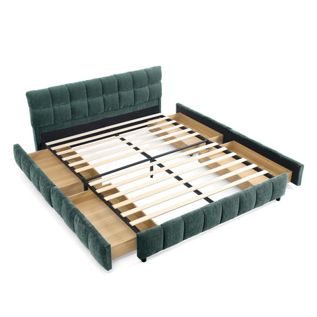 Modern Platform Bed Frame With Thick Fabric HouseOfZazla