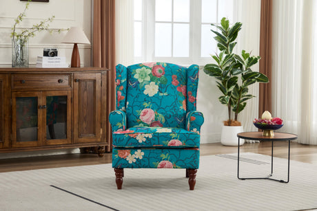 Modern Accent Chair with Retro Wood Legs - Floral HouseOfZazla