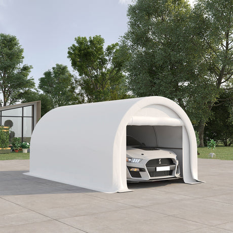 Outsunny - 10' x 16' Carport, Heavy Duty Portable Garage Storage Tent With Large Zippered Door, Anti-Uv Pe Canopy Cover For Car, Truck, Boat, Motorcycle, Bike, Garden Tools, Outdoor Work HouseOfZazla