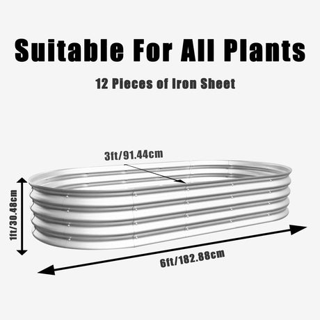 Heavy Duty Galvanized Raised Garden Bed Kit For Vegetables, Flowers & Herbs HouseOfZazla