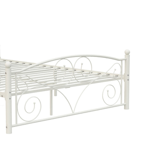Queen Size Unique Flower Sturdy System Metal Bed Frame with Headboard and Footboard HouseOfZazla