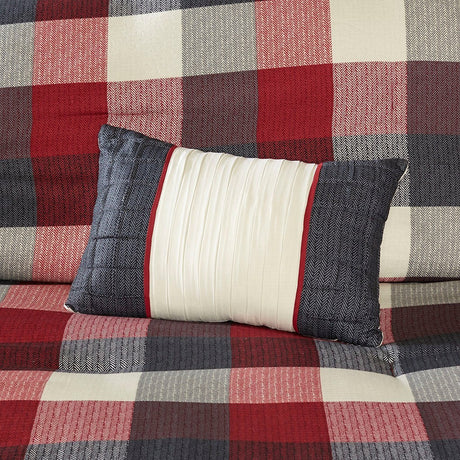 7 Piece Herringbone Comforter Set Red King HouseOfZazla