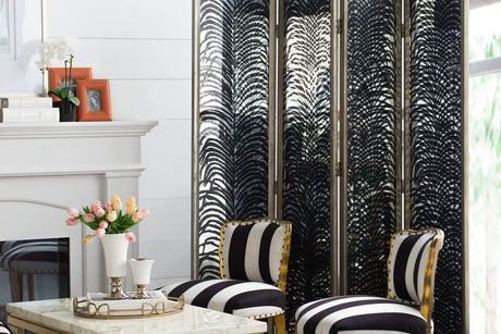 Room Divider, Herero 4 Panel Decorative Screen - Black HouseOfZazla