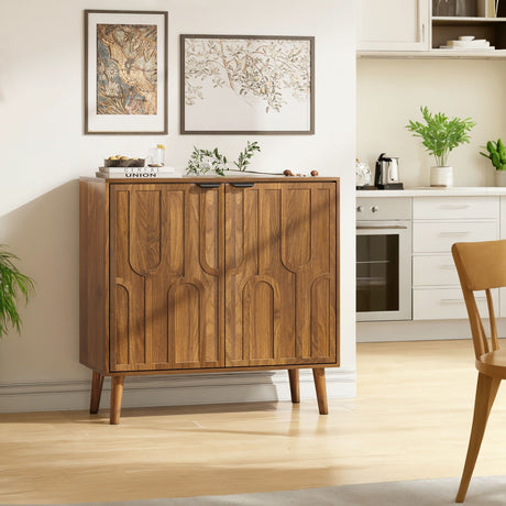 Farmhouse Style Sideboard Buffet Cabinet With Storage Bar Cabinet - Walnut HouseOfZazla