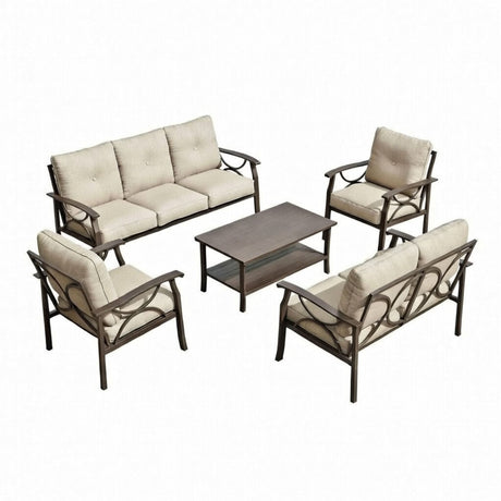 Patio Furniture Set with Coffee Table and Cushions for Backyard HouseOfZazla