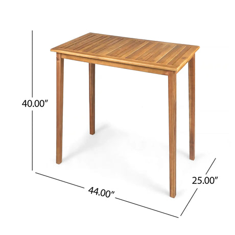 Outdoor Minimalist Acacia Wood Rectangle Bar Table HouseOfZazla
