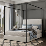Canopy Bed With Tall Upholstered Headboard And 4 Poster