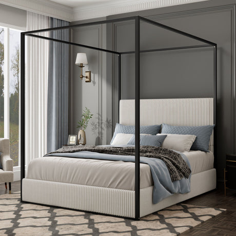 Canopy Bed With Tall Upholstered Headboard And 4 Poster HouseOfZazla