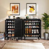 6 Tier Shoe Cabinet With Louvered Doors
