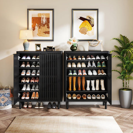 6 Tier Shoe Cabinet With Louvered Doors HouseOfZazla