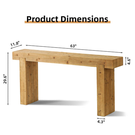 63" Solid Wood Console Table – Rustic Farmhouse Sofa Table HouseOfZazla