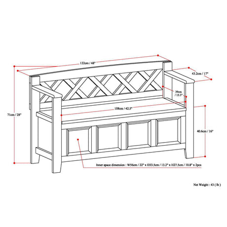 Amherst Solid Wood Entryway Storage Bench in White HouseOfZazla
