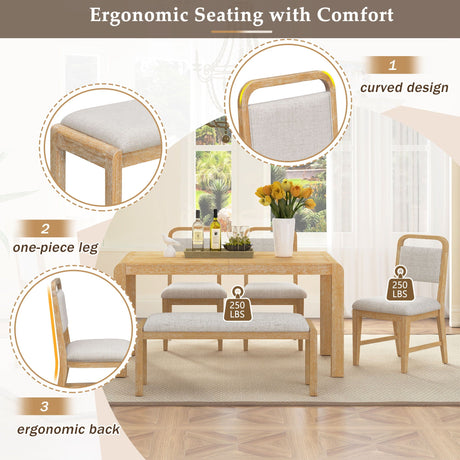 Extendable Dining Table Set With 4 Upholstered Chairs And 1 Bench HouseOfZazla