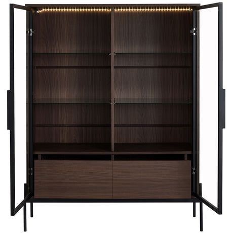 Modern Minimalist Style LED Curio Cabinet With Tempered Glass Door, Metal Legs HouseOfZazla