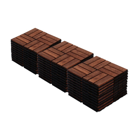 Interlocking Deck Tiles Checker Pattern, Square Acacia Hardwood Outdoor Flooring For Patio, Bancony, Pool Side HouseOfZazla