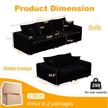 4 Seat Modern Comfy Upholstered Sofa Cloud Couch HouseOfZazla