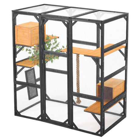 Outdoor Cat House, Diy Cat Enclosure Catio With Double Enter Doors HouseOfZazla