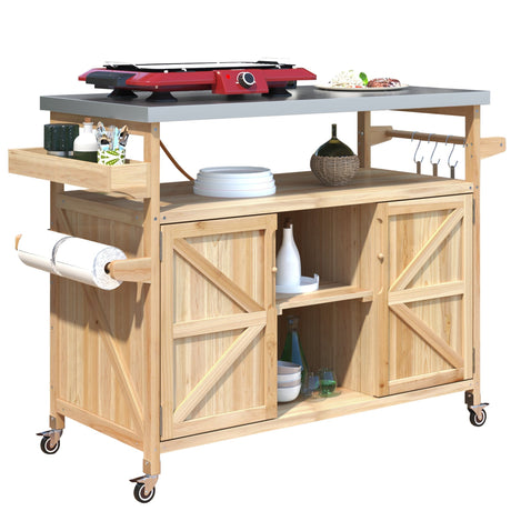 K&K Outdoor Kitchen Island, Rolling Bar Cart & Storage Cabinet HouseOfZazla