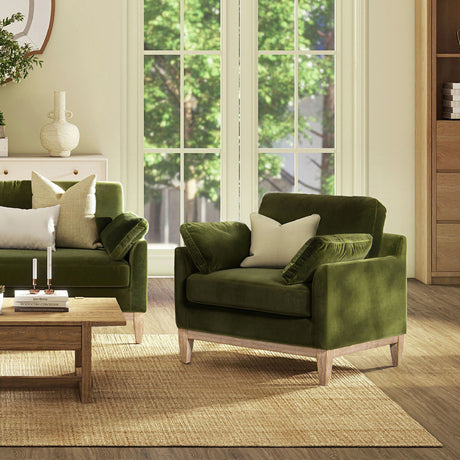 Pasadena - Wide Modern Farmhouse Accent Arm Chair - Olive Green HouseOfZazla