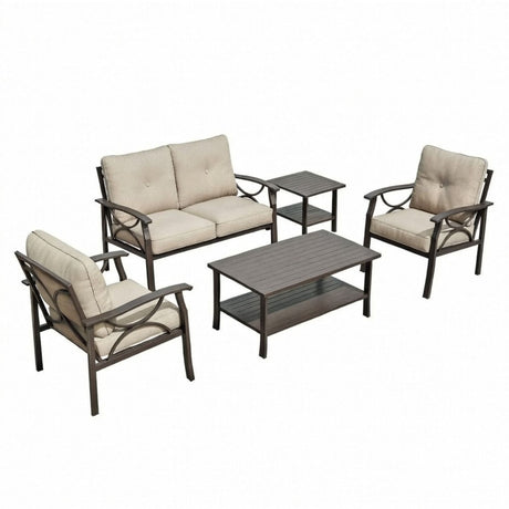 Patio Furniture Set with Coffee Table and Cushions for Backyard HouseOfZazla