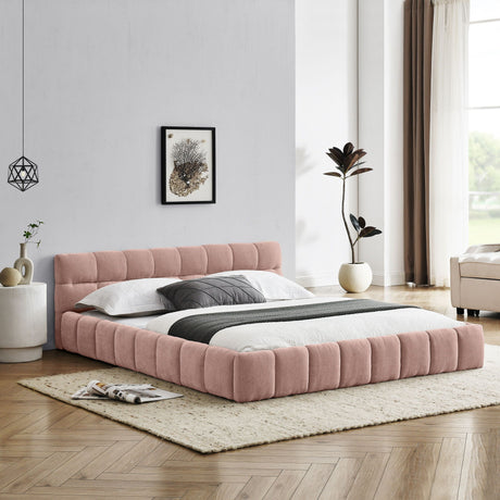 Modern Platform Bed Frame With Thick Fabric HouseOfZazla