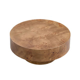 31.49" Burl Wood Veneer Round Coffee Table