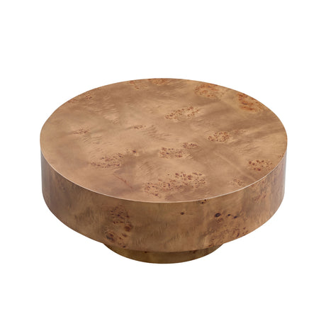 31.49" Burl Wood Veneer Round Coffee Table HouseOfZazla
