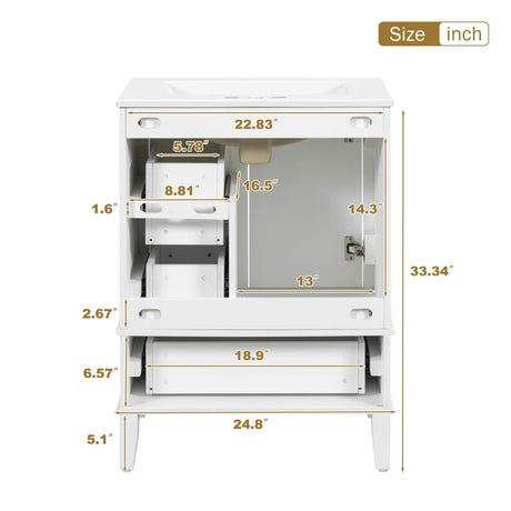 Bathroom Vanity, Modern Bathroom Cabinet With Sink Combo Set, Bathroom Storage Cabinet With A Soft Closing Door And 3 Drawers, Solid Wood Frame HouseOfZazla