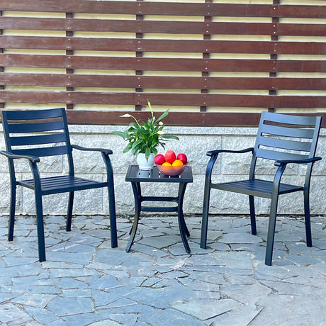 VRSHWO Iron Terrace Dining Chairs Set of 2 - Black HouseOfZazla