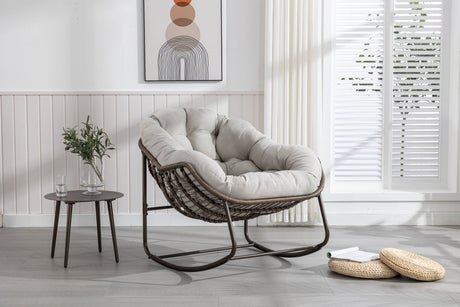 Outdoor Rattan Rocking Chair with Padded Cushion HouseOfZazla