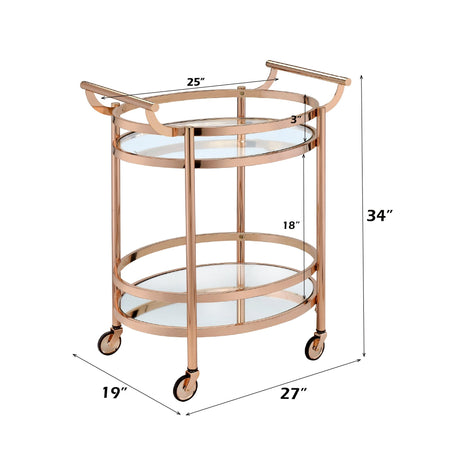 Lakelyn Clear Glass & Rose Gold Finish Serving Cart HouseOfZazla