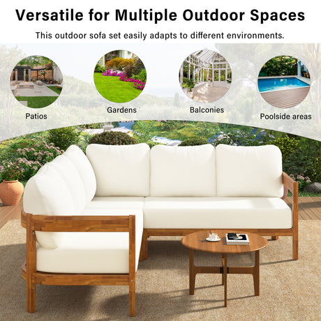 U_Style Acacia Solid Wood Patio Furniture Set HouseOfZazla